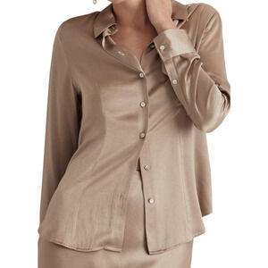 Madewell Enzo Darted Button Up Trendy Chic Satin Shirt US Women's 10 New